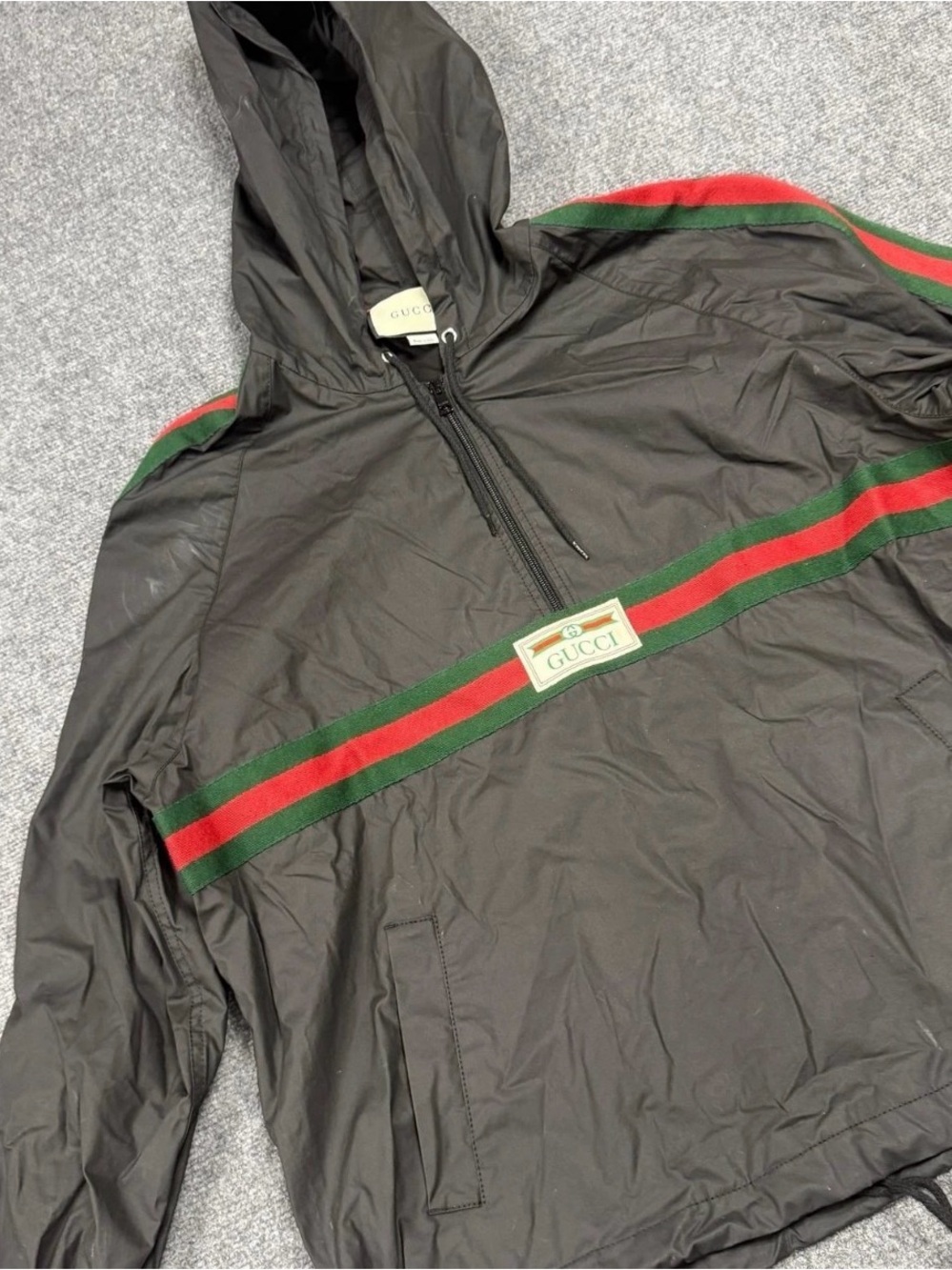 Gucci Black hooded windbreaker jacket Size 46